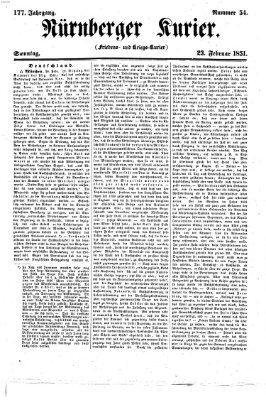 Nürnberger Kurier (Nürnberger Friedens- und Kriegs-Kurier) Sonntag 23. Februar 1851