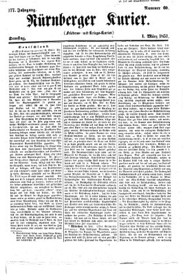 Nürnberger Kurier (Nürnberger Friedens- und Kriegs-Kurier) Samstag 1. März 1851