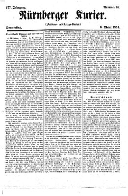 Nürnberger Kurier (Nürnberger Friedens- und Kriegs-Kurier) Donnerstag 6. März 1851