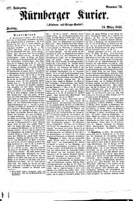 Nürnberger Kurier (Nürnberger Friedens- und Kriegs-Kurier) Freitag 14. März 1851