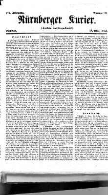 Nürnberger Kurier (Nürnberger Friedens- und Kriegs-Kurier) Dienstag 18. März 1851