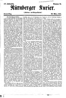 Nürnberger Kurier (Nürnberger Friedens- und Kriegs-Kurier) Donnerstag 20. März 1851