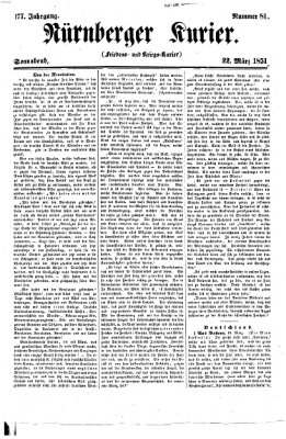 Nürnberger Kurier (Nürnberger Friedens- und Kriegs-Kurier) Samstag 22. März 1851