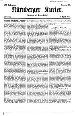 Nürnberger Kurier (Nürnberger Friedens- und Kriegs-Kurier) Sonntag 6. April 1851