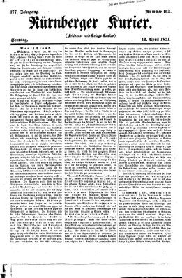 Nürnberger Kurier (Nürnberger Friedens- und Kriegs-Kurier) Sonntag 13. April 1851