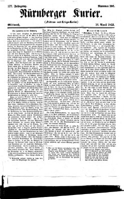 Nürnberger Kurier (Nürnberger Friedens- und Kriegs-Kurier) Mittwoch 16. April 1851