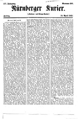 Nürnberger Kurier (Nürnberger Friedens- und Kriegs-Kurier) Freitag 18. April 1851