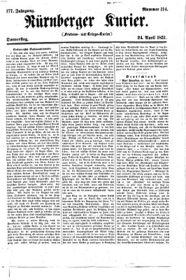 Nürnberger Kurier (Nürnberger Friedens- und Kriegs-Kurier) Donnerstag 24. April 1851