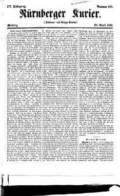 Nürnberger Kurier (Nürnberger Friedens- und Kriegs-Kurier) Montag 28. April 1851