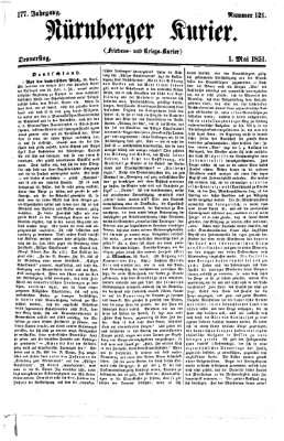 Nürnberger Kurier (Nürnberger Friedens- und Kriegs-Kurier) Donnerstag 1. Mai 1851