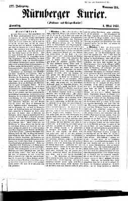 Nürnberger Kurier (Nürnberger Friedens- und Kriegs-Kurier) Sonntag 4. Mai 1851