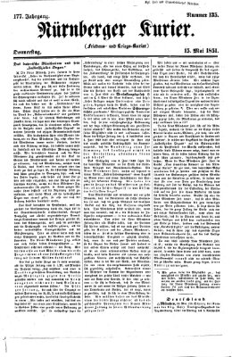 Nürnberger Kurier (Nürnberger Friedens- und Kriegs-Kurier) Donnerstag 15. Mai 1851