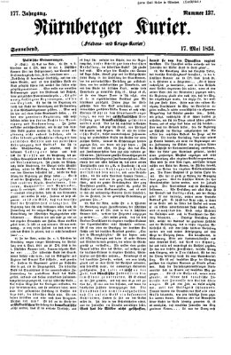 Nürnberger Kurier (Nürnberger Friedens- und Kriegs-Kurier) Samstag 17. Mai 1851