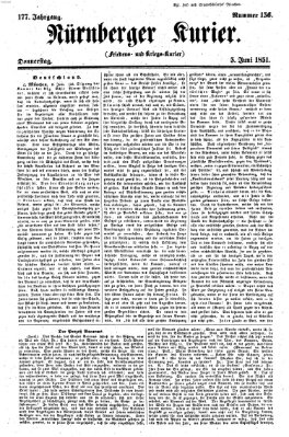 Nürnberger Kurier (Nürnberger Friedens- und Kriegs-Kurier) Donnerstag 5. Juni 1851