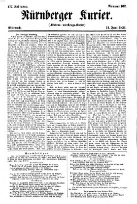 Nürnberger Kurier (Nürnberger Friedens- und Kriegs-Kurier) Mittwoch 11. Juni 1851