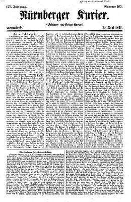 Nürnberger Kurier (Nürnberger Friedens- und Kriegs-Kurier) Samstag 14. Juni 1851