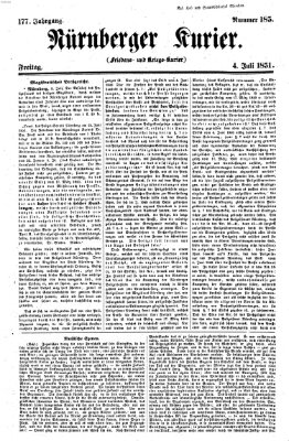 Nürnberger Kurier (Nürnberger Friedens- und Kriegs-Kurier) Freitag 4. Juli 1851