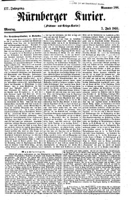 Nürnberger Kurier (Nürnberger Friedens- und Kriegs-Kurier) Montag 7. Juli 1851