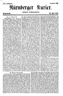 Nürnberger Kurier (Nürnberger Friedens- und Kriegs-Kurier) Samstag 12. Juli 1851