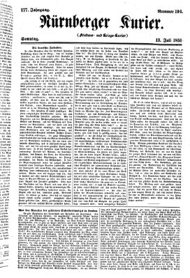 Nürnberger Kurier (Nürnberger Friedens- und Kriegs-Kurier) Sonntag 13. Juli 1851