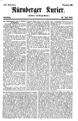 Nürnberger Kurier (Nürnberger Friedens- und Kriegs-Kurier) Dienstag 15. Juli 1851
