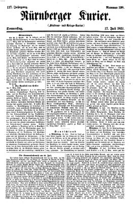 Nürnberger Kurier (Nürnberger Friedens- und Kriegs-Kurier) Donnerstag 17. Juli 1851