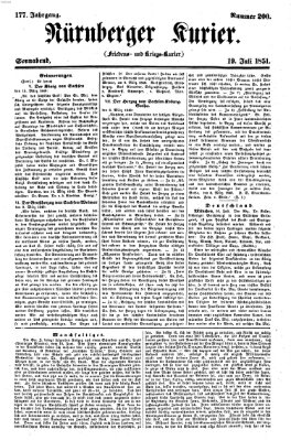 Nürnberger Kurier (Nürnberger Friedens- und Kriegs-Kurier) Samstag 19. Juli 1851