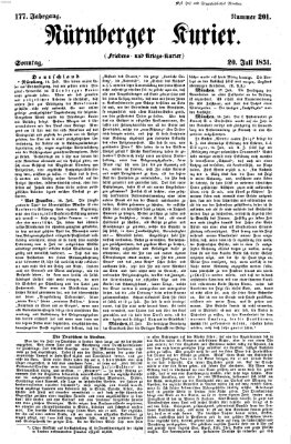 Nürnberger Kurier (Nürnberger Friedens- und Kriegs-Kurier) Sonntag 20. Juli 1851