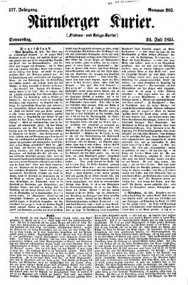 Nürnberger Kurier (Nürnberger Friedens- und Kriegs-Kurier) Donnerstag 24. Juli 1851