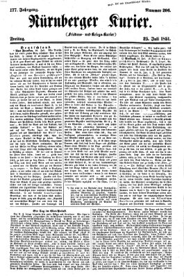 Nürnberger Kurier (Nürnberger Friedens- und Kriegs-Kurier) Freitag 25. Juli 1851