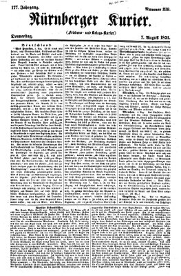 Nürnberger Kurier (Nürnberger Friedens- und Kriegs-Kurier) Donnerstag 7. August 1851