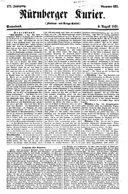 Nürnberger Kurier (Nürnberger Friedens- und Kriegs-Kurier) Samstag 9. August 1851