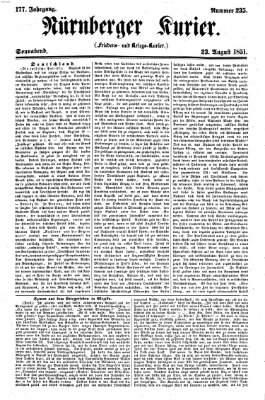 Nürnberger Kurier (Nürnberger Friedens- und Kriegs-Kurier) Samstag 23. August 1851