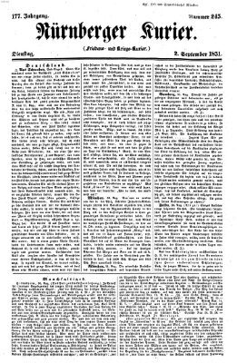 Nürnberger Kurier (Nürnberger Friedens- und Kriegs-Kurier) Dienstag 2. September 1851