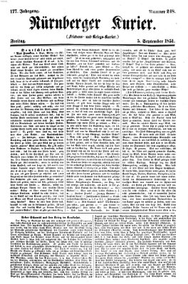 Nürnberger Kurier (Nürnberger Friedens- und Kriegs-Kurier) Freitag 5. September 1851