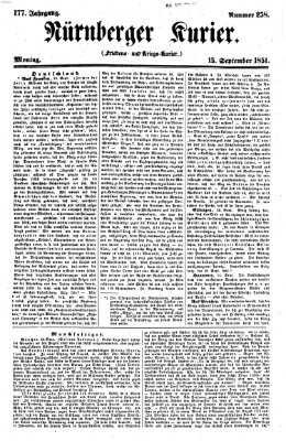 Nürnberger Kurier (Nürnberger Friedens- und Kriegs-Kurier) Montag 15. September 1851