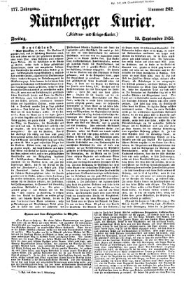 Nürnberger Kurier (Nürnberger Friedens- und Kriegs-Kurier) Freitag 19. September 1851