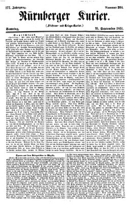 Nürnberger Kurier (Nürnberger Friedens- und Kriegs-Kurier) Sonntag 21. September 1851