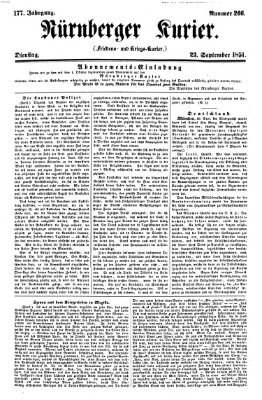 Nürnberger Kurier (Nürnberger Friedens- und Kriegs-Kurier) Dienstag 23. September 1851