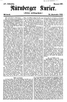 Nürnberger Kurier (Nürnberger Friedens- und Kriegs-Kurier) Mittwoch 24. September 1851