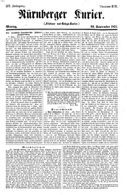 Nürnberger Kurier (Nürnberger Friedens- und Kriegs-Kurier) Montag 29. September 1851