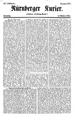 Nürnberger Kurier (Nürnberger Friedens- und Kriegs-Kurier) Sonntag 5. Oktober 1851