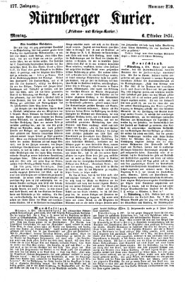 Nürnberger Kurier (Nürnberger Friedens- und Kriegs-Kurier) Montag 6. Oktober 1851