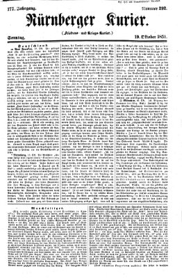 Nürnberger Kurier (Nürnberger Friedens- und Kriegs-Kurier) Sonntag 19. Oktober 1851