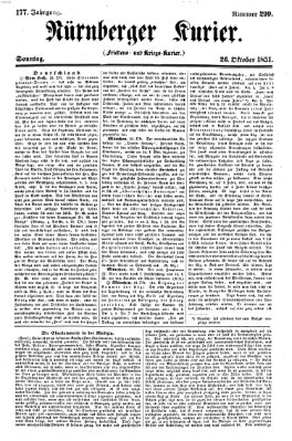 Nürnberger Kurier (Nürnberger Friedens- und Kriegs-Kurier) Sonntag 26. Oktober 1851