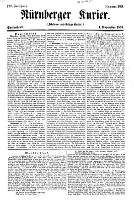 Nürnberger Kurier (Nürnberger Friedens- und Kriegs-Kurier) Samstag 1. November 1851