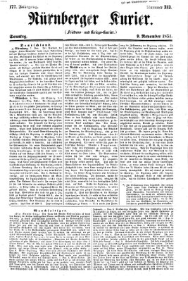 Nürnberger Kurier (Nürnberger Friedens- und Kriegs-Kurier) Sonntag 9. November 1851