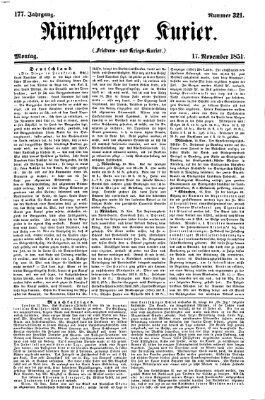 Nürnberger Kurier (Nürnberger Friedens- und Kriegs-Kurier) Montag 17. November 1851