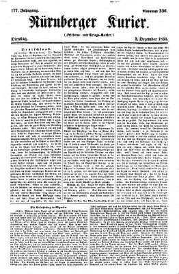 Nürnberger Kurier (Nürnberger Friedens- und Kriegs-Kurier) Dienstag 2. Dezember 1851