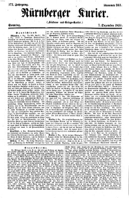 Nürnberger Kurier (Nürnberger Friedens- und Kriegs-Kurier) Sonntag 7. Dezember 1851